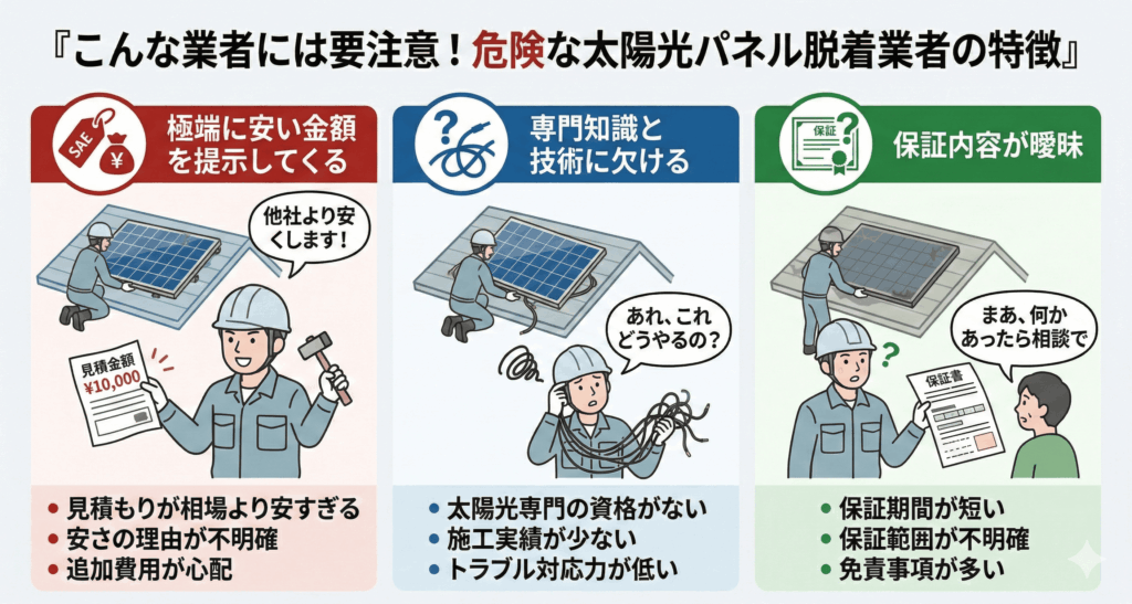 危険な太陽光パネル脱着業者の特徴