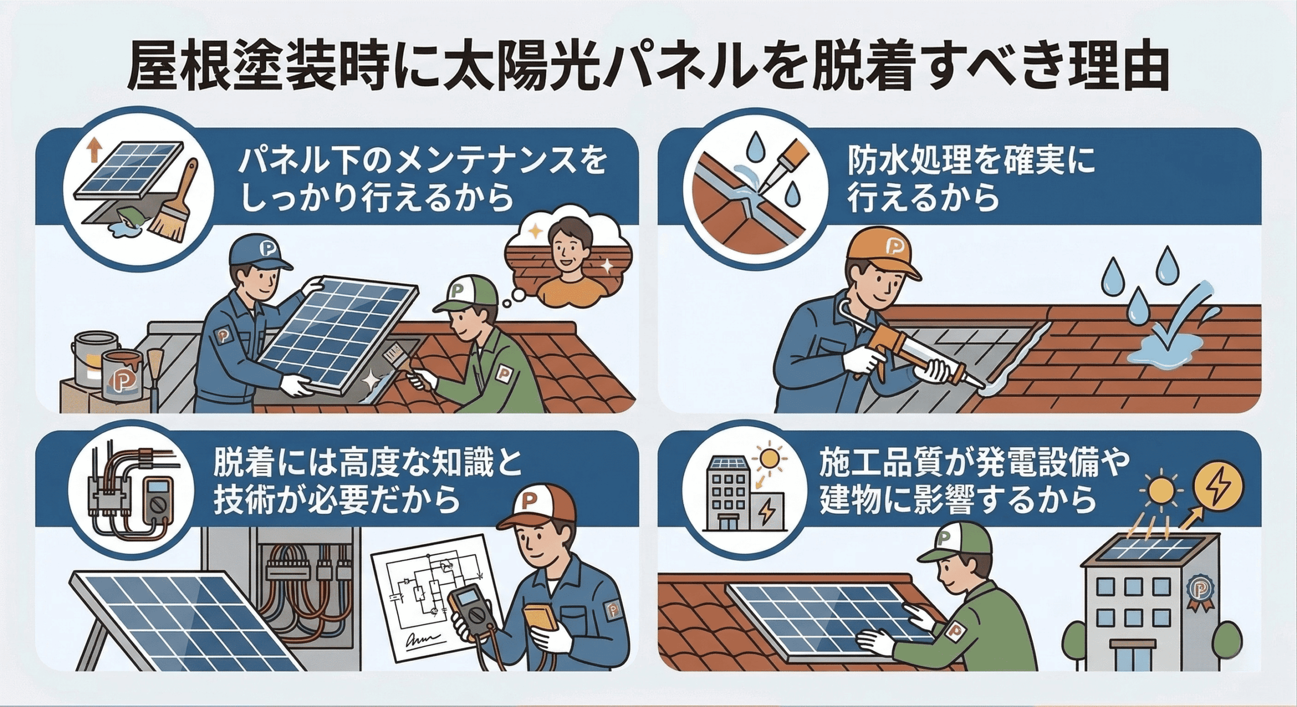 屋根塗装時に太陽光パネルを脱着すべき理由