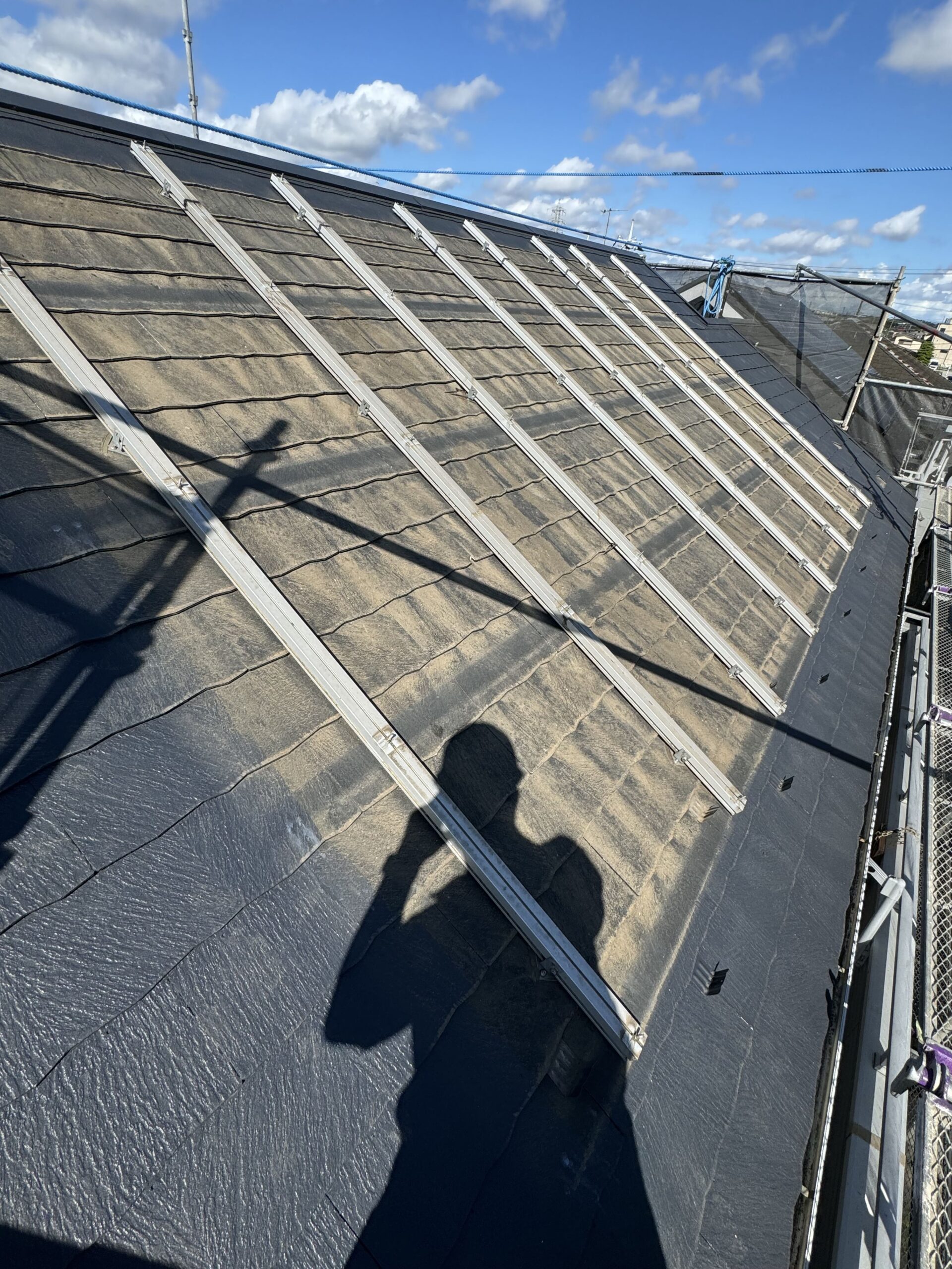 栃木県小山市 太陽光パネル取り外し後の屋根（塗装準備完了）